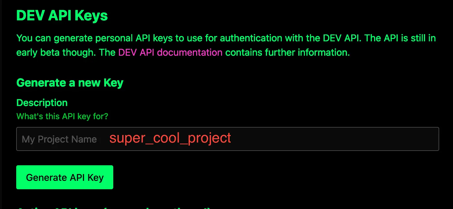 Where to generate API key